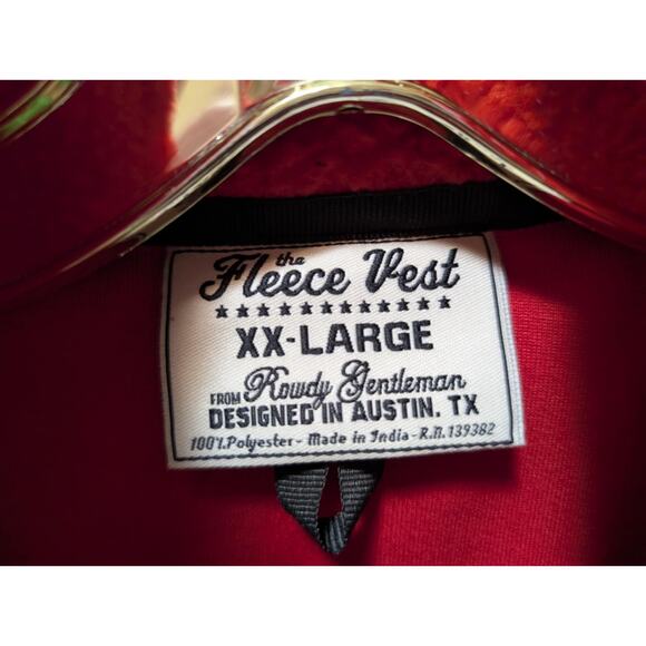 Rowdy Gentleman Vest Men's XXL Red Cream Fleece 1/4 Zip Hiking Outdoors Preppy - Picture 5 of 11